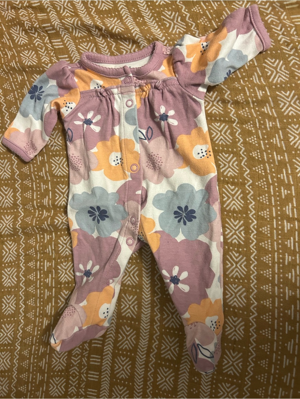 child of mine Lavender, Yellow & Gray Floral Footed One-Piece